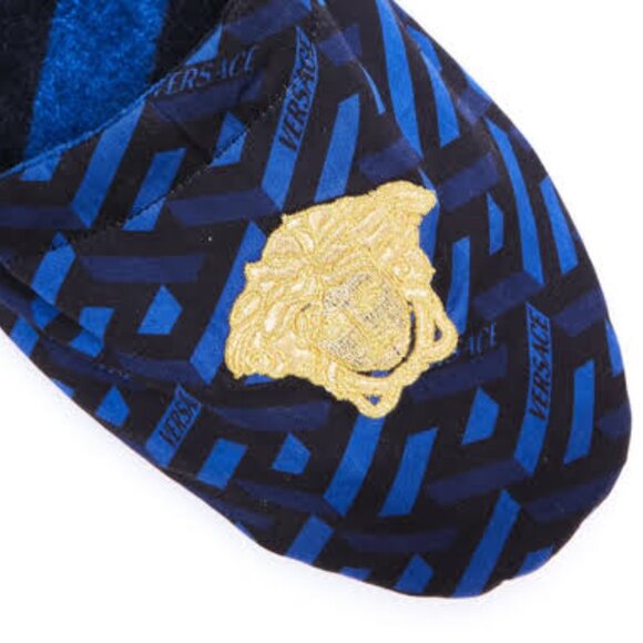 Versace Black & Blue La Greca Slippers - Picture 5 of 5